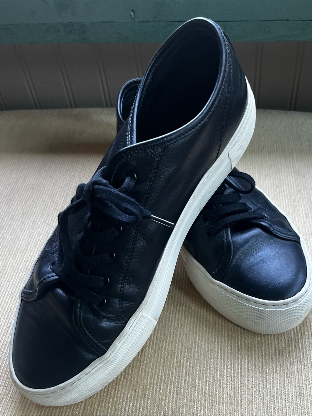 Common Projects Tournament Low Black Leather Sneakers | Box & Dust Bag | Size 40